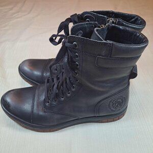 DIESEL BASKET BUTCH ZIPPY BLACK LEATHER BOOTS SIZE 9 RN93243
